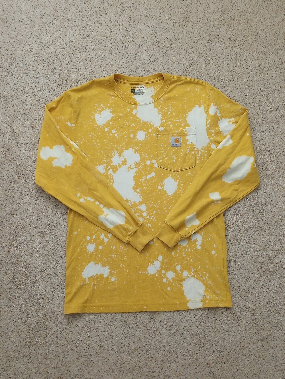 Carhartt Yellow Bleached Long Sleeve Size Small